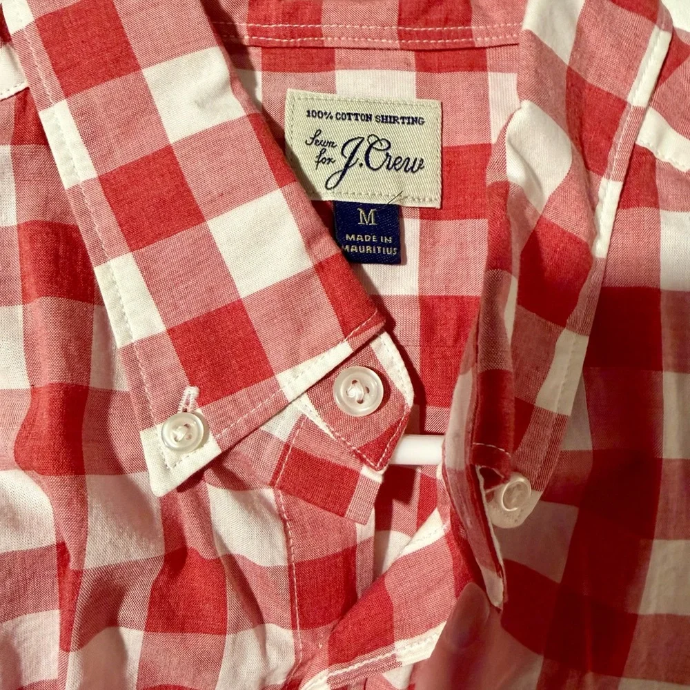 J. Crew Red and White Plaid Men's Shirt